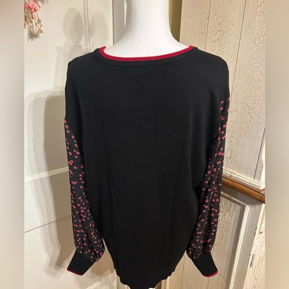 DKNY Black Knit Top with Sheer Sleeves. - Picture 7 of 14